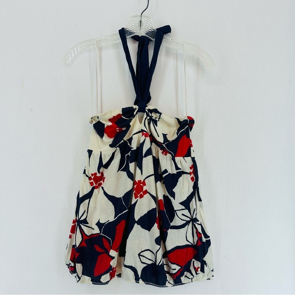American Eagle Tie Neck Tube Top‎ Floral Large White